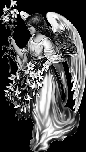 Ангел с цветами - картинки для гравировки